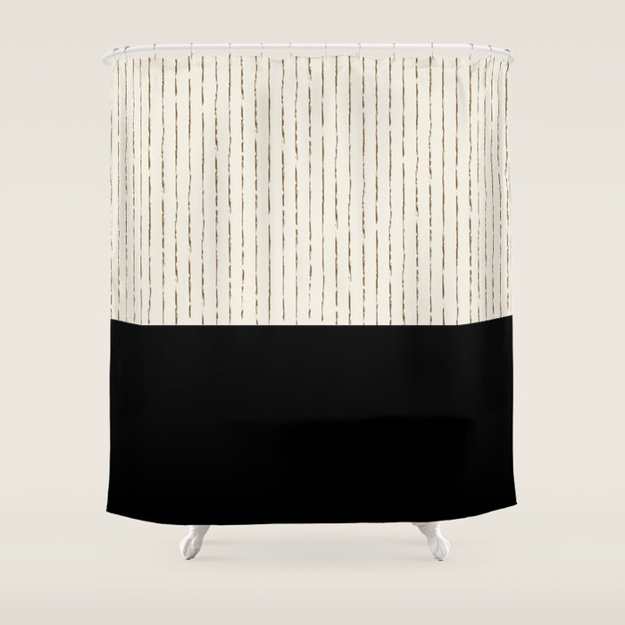 Cream Black Shower Curtain Gallery Image 1