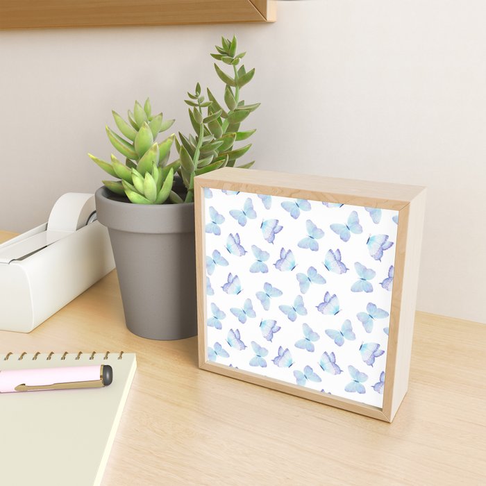 Lilac aqua blue watercolor hand painted butterfly Mini Art Print Gallery Image 2