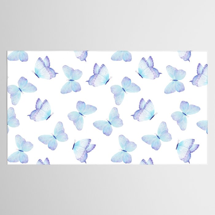 Lilac aqua blue watercolor hand painted butterfly Tablecloth Gallery Image 2