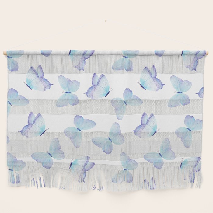 Lilac aqua blue watercolor hand painted butterfly Wall Hanging Gallery Image 1