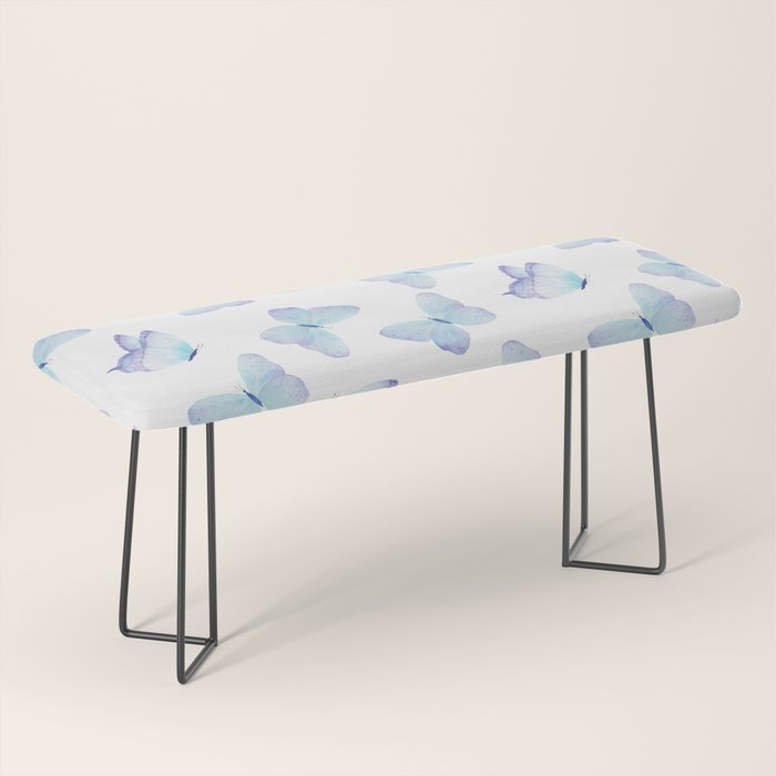 Lilac aqua blue watercolor hand painted butterfly Bench Gallery Image 1