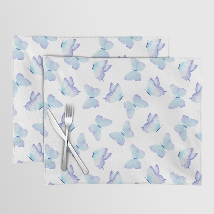 Lilac aqua blue watercolor hand painted butterfly Placemat Gallery Image 1