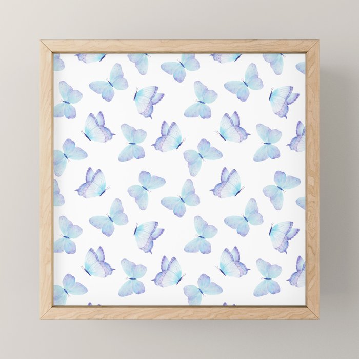 Lilac aqua blue watercolor hand painted butterfly Mini Art Print Gallery Image 1