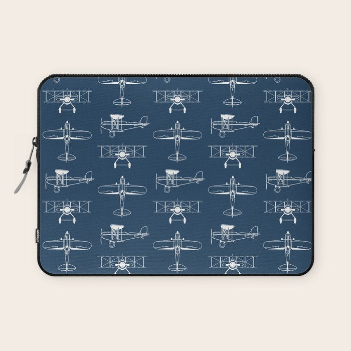 Biplanes // Navy Laptop Sleeve Gallery Image 1