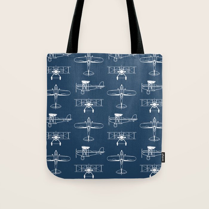 Biplanes // Navy Tote Bag Gallery Image 1