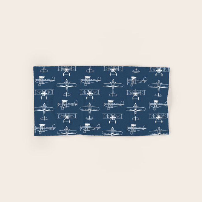 Biplanes // Navy Bath Towel Gallery Image 1