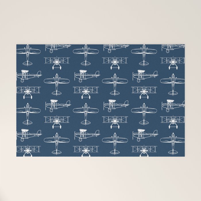 Biplanes // Navy Welcome Mat Gallery Image 1