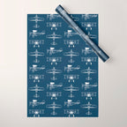 Biplanes // Navy Wrapping Paper Gallery Image 1