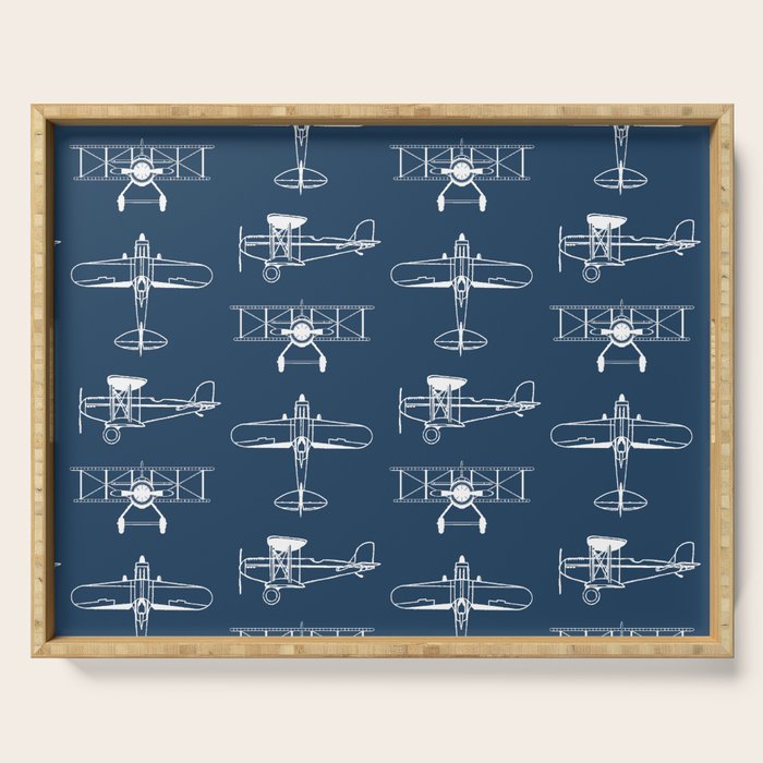 Biplanes // Navy Serving Tray Gallery Image 1