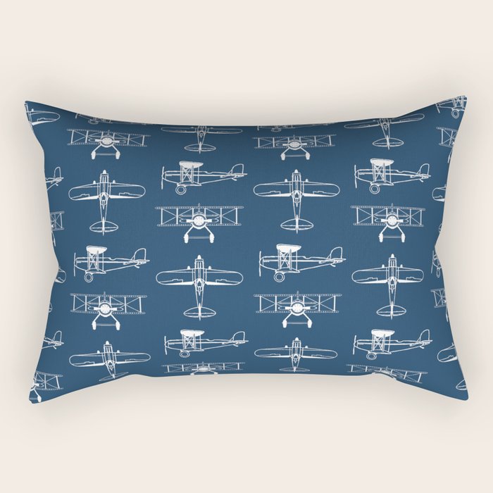 Biplanes // Navy Rectangular Pillow Gallery Image 2