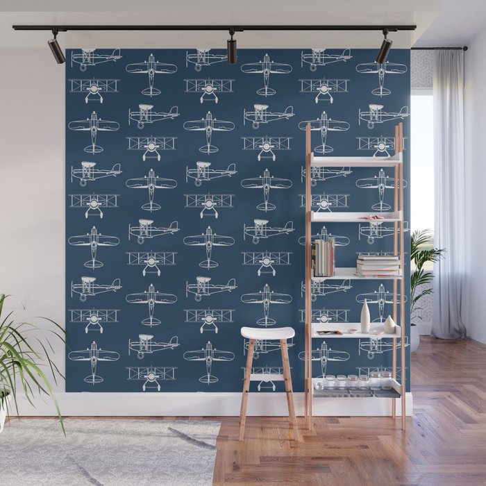Biplanes // Navy Wall Mural Gallery Image 1