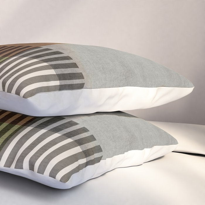 Olive Green Brown Gray Black Bold Lines Artwork Pillow Sham Gallery Image 3