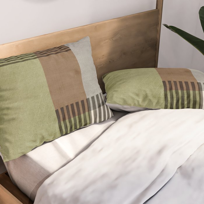Olive Green Brown Gray Black Bold Lines Artwork Pillow Sham Gallery Image 2