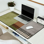 Olive Green Brown Gray Black Bold Lines Artwork Desk Mat Gallery Image 2