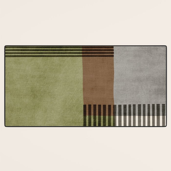 Olive Green Brown Gray Black Bold Lines Artwork Desk Mat Gallery Image 3