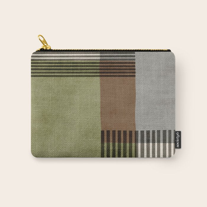 Olive Green Brown Gray Black Bold Lines Artwork Carry All Pouch Gallery Image 1