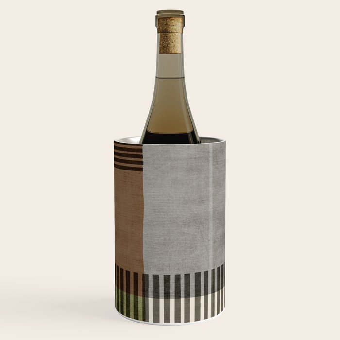 Olive Green Brown Gray Black Bold Lines Artwork Wine Chiller Gallery Image 3
