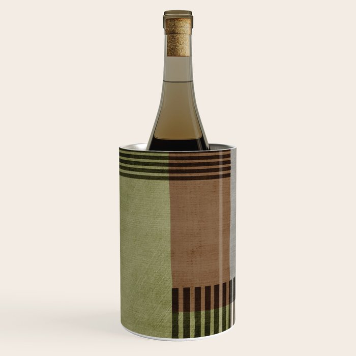 Olive Green Brown Gray Black Bold Lines Artwork Wine Chiller Gallery Image 1