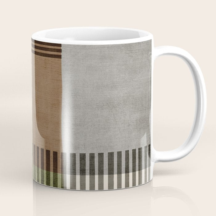 Olive Green Brown Gray Black Bold Lines Artwork Coffee Mug Gallery Image 1