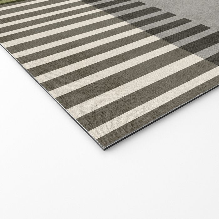 Olive Green Brown Gray Black Bold Lines Artwork Welcome Mat Gallery Image 2