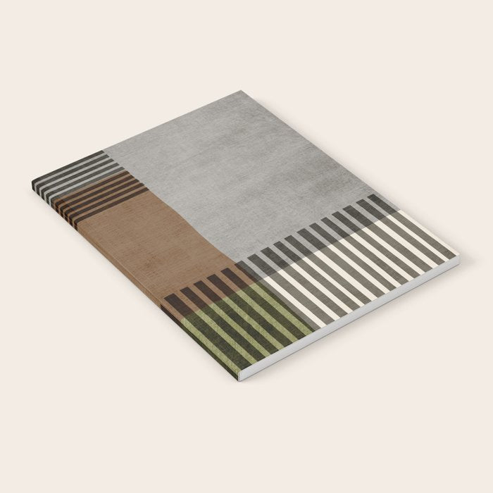 Olive Green Brown Gray Black Bold Lines Artwork Notebook Gallery Image 1