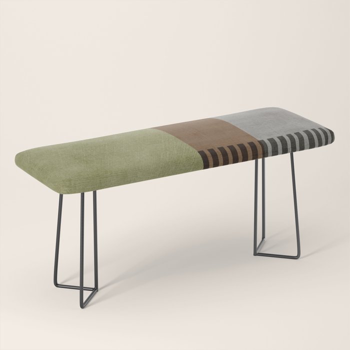 Olive Green Brown Gray Black Bold Lines Artwork Bench Gallery Image 1