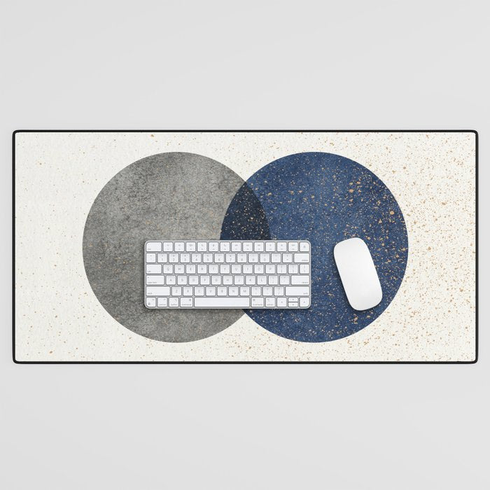 Circle Abstract - Grey Navy Texture Desk Mat Gallery Image 1