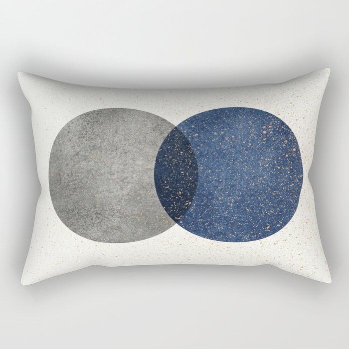Circle Abstract - Grey Navy Texture Rectangular Pillow Gallery Image 2
