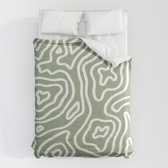 Topographic Abstract | Sage Comforter Gallery Image 1