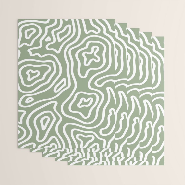 Topographic Abstract | Sage Wrapping Paper Gallery Image 3