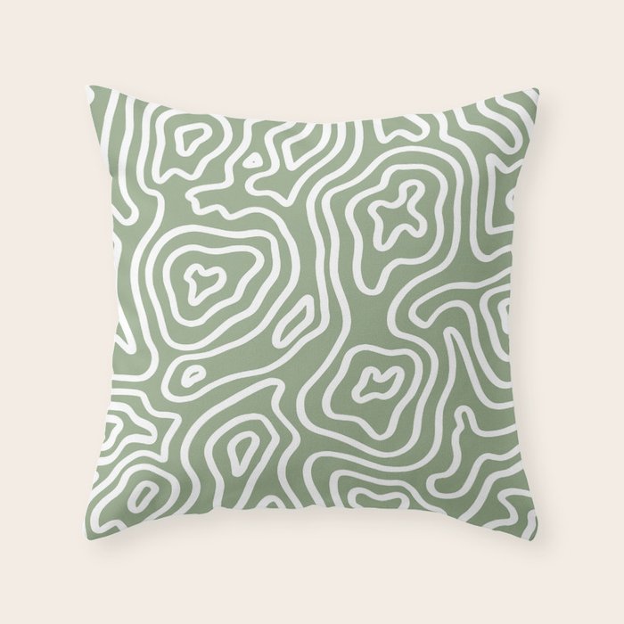 Topographic Abstract | Sage Throw Pillow Gallery Image 6