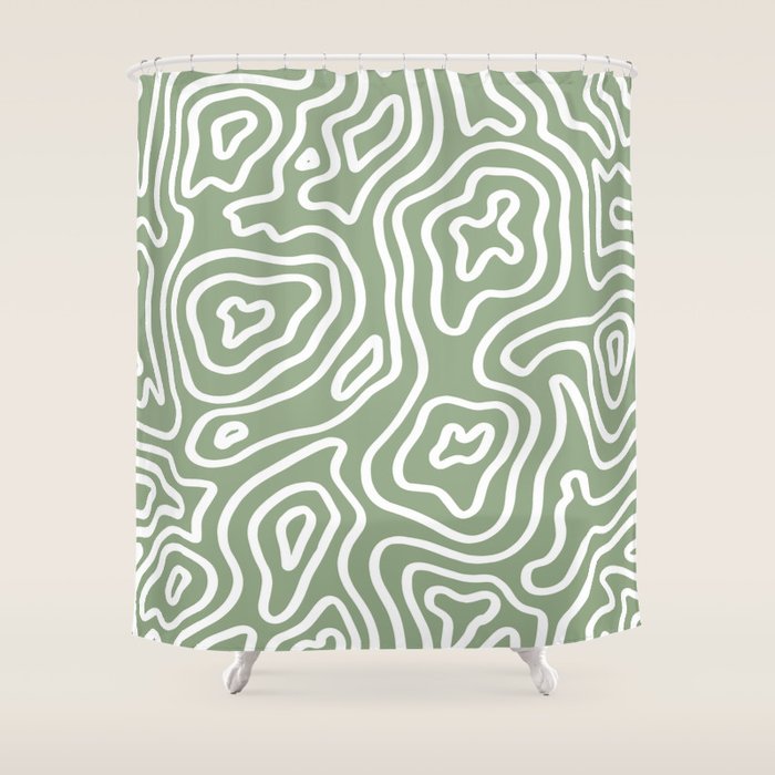 Topographic Abstract | Sage Shower Curtain Gallery Image 1