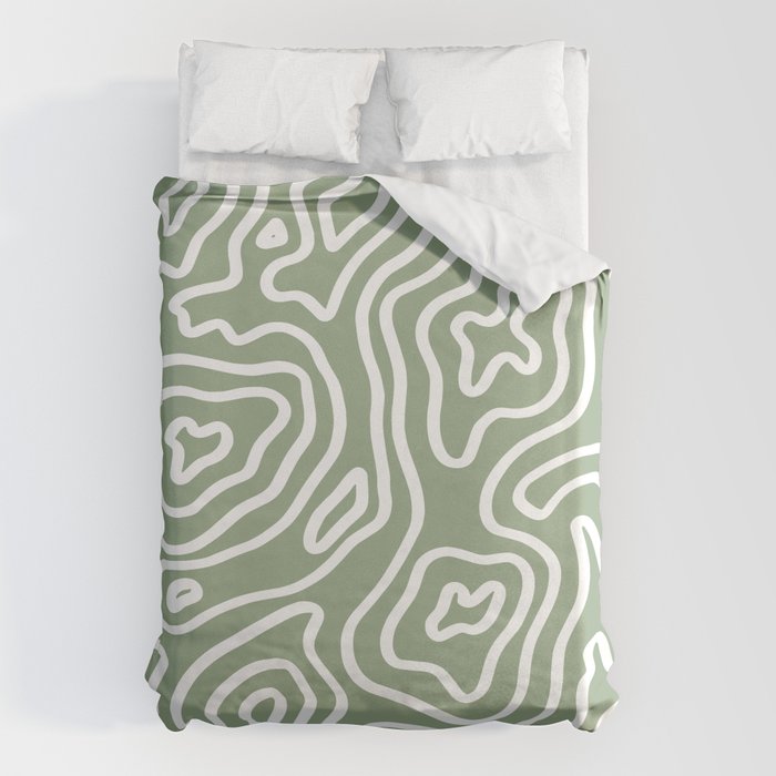 Topographic Abstract | Sage Duvet Cover Gallery Image 6