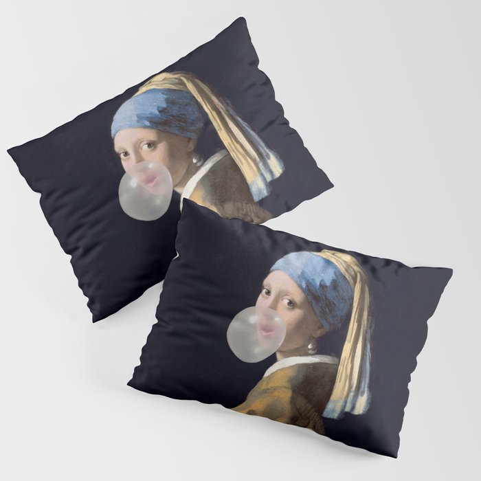 Girl with pearl earring blowing bubble gum Pillow Sham Gallery Image 3