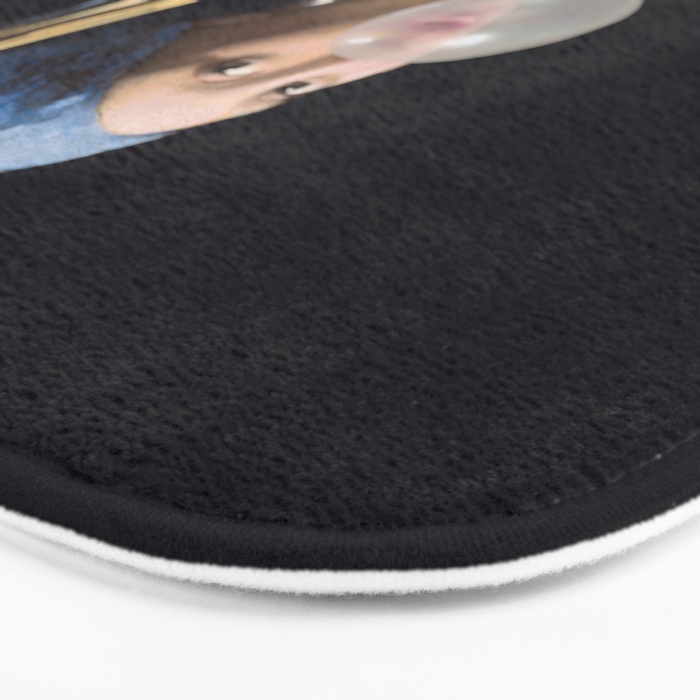Girl with pearl earring blowing bubble gum Bath Mat Gallery Image 3