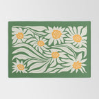 White Camellia & Fern Green Rug Gallery Image 2