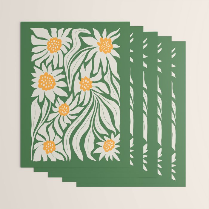 White Camellia & Fern Green Wrapping Paper Gallery Image 3