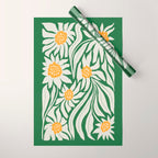 White Camellia & Fern Green Wrapping Paper Gallery Image 1