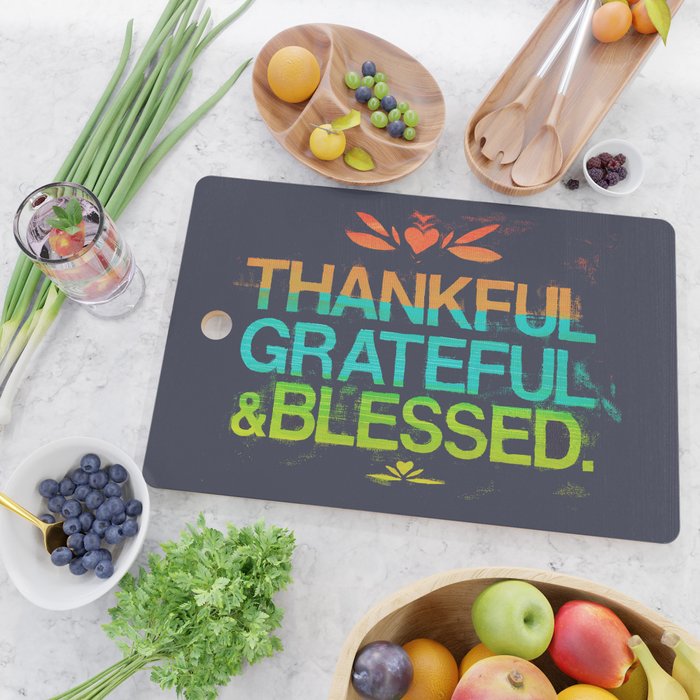 Thankful, Grateful & Blessed HEART Cutting Board Gallery Image 2