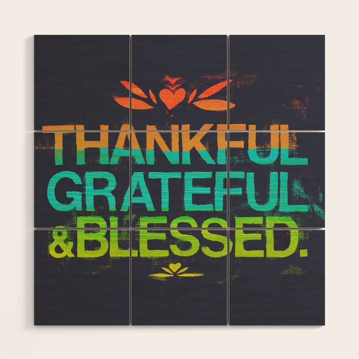 Thankful, Grateful & Blessed HEART Wood Wall Art Gallery Image 1