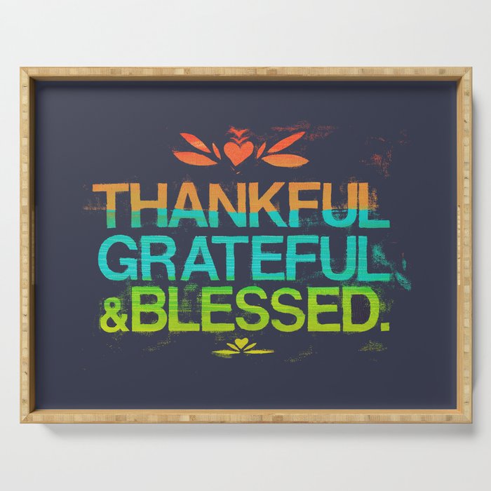 Thankful, Grateful & Blessed HEART Serving Tray Gallery Image 1