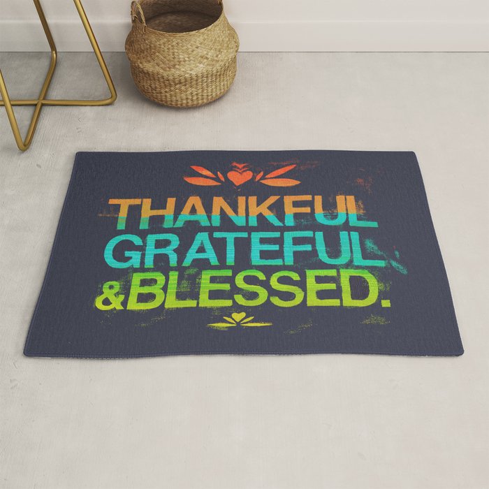 Thankful, Grateful & Blessed HEART Rug Gallery Image 1