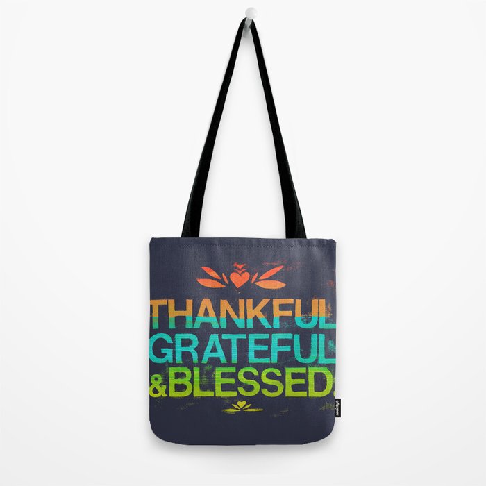 Thankful, Grateful & Blessed HEART Tote Bag Gallery Image 2