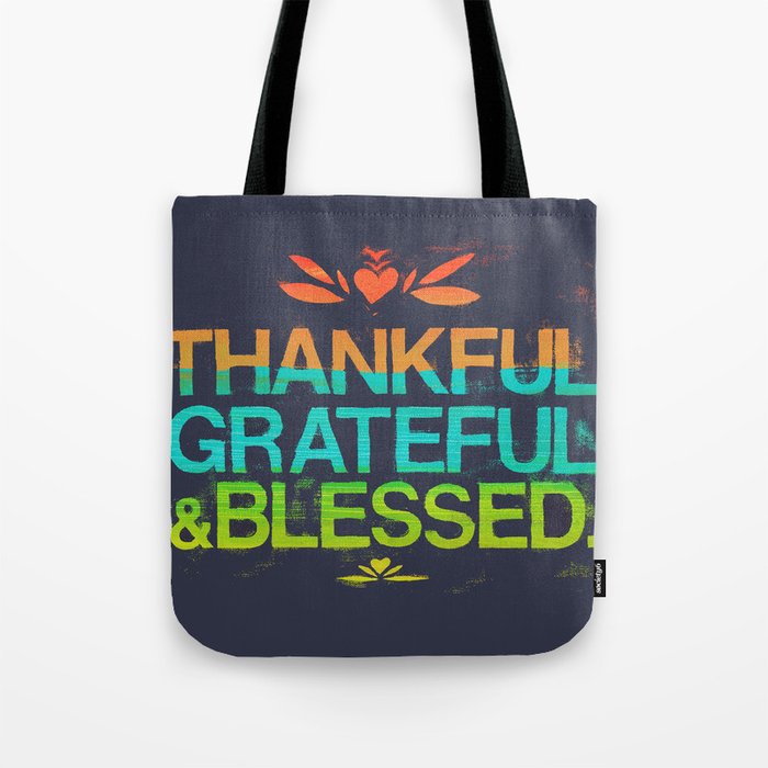 Thankful, Grateful & Blessed HEART Tote Bag Gallery Image 1