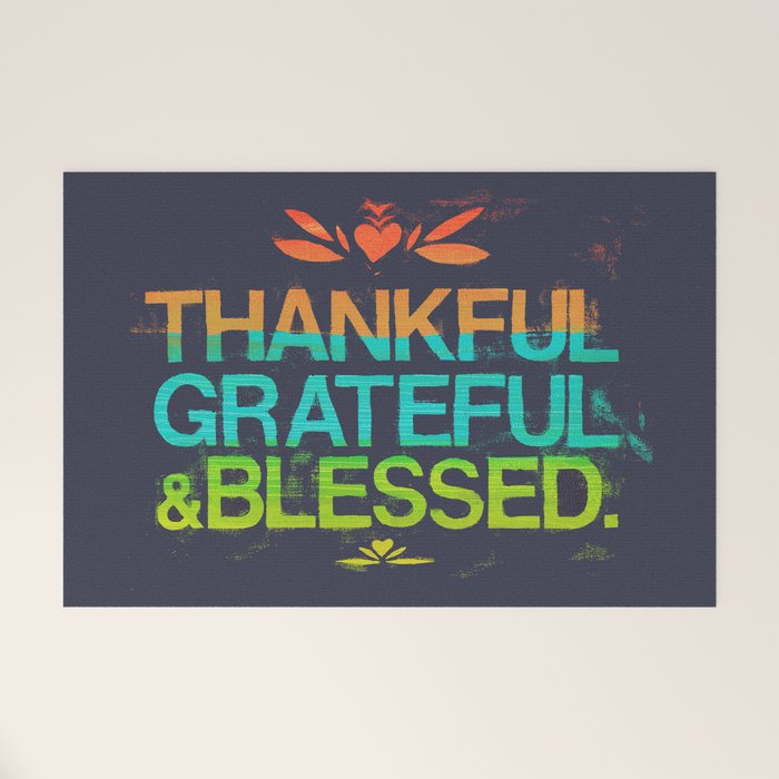 Thankful, Grateful & Blessed HEART Welcome Mat Gallery Image 1