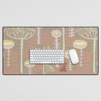 Block print brown bunny Desk Mat Gallery Image 1
