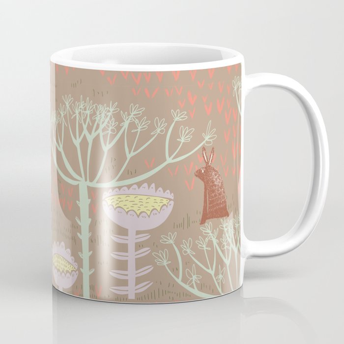 Block print brown bunny Coffee Mug Gallery Image 1