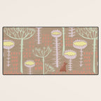 Block print brown bunny Desk Mat Gallery Image 3