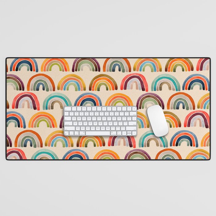 Rainbow Watercolor - Retro Palette Desk Mat Gallery Image 1