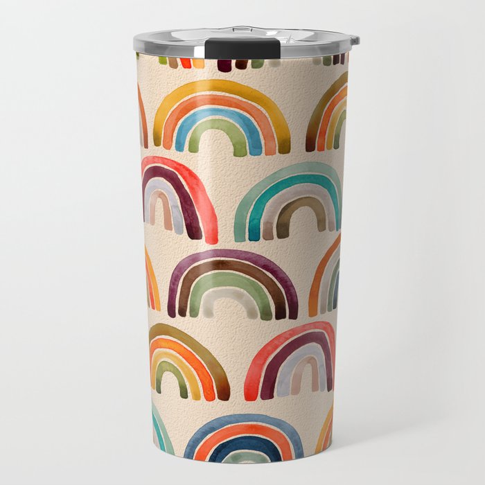 Rainbow Watercolor - Retro Palette Travel Mug Gallery Image 1